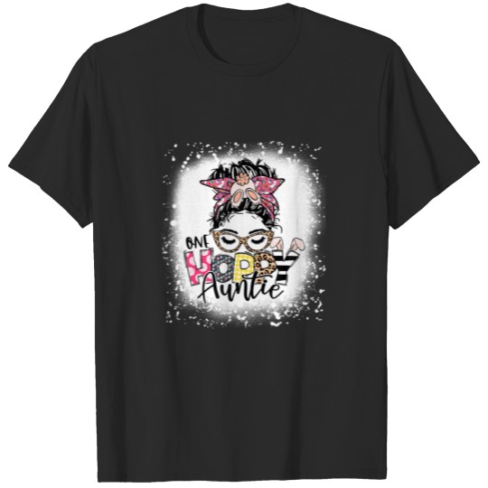 Discover One Hoppy Auntie Cute Bunny Messy Bun Easter Bleac T-shirt