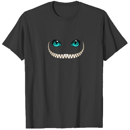 Crazy Cat Halloween Floating Grinning Blue Green E T-shirt