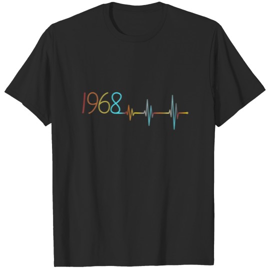 Discover Birthday Cool Heartbeat ECG Year Born 1968 Vintage T-shirt