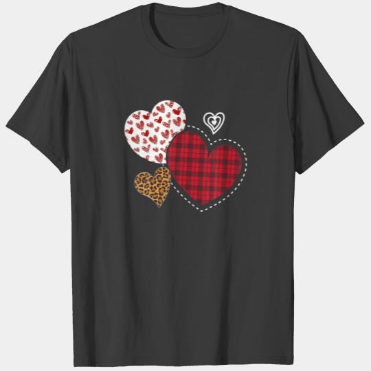 Valentines Day For Women Girls Hearts Love Leopard T-shirt