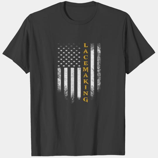 Vintage USA American Flag Lace Making Funny Lace M T-shirt