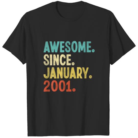 Discover Awesome Since January 2001 21Th Birthday 21 Year O T-shirt