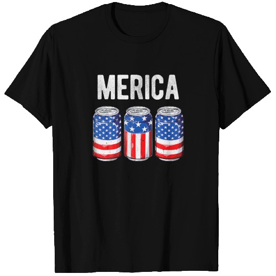 Beer American Flag 4Th Of July Men Women Merica US T-shirt