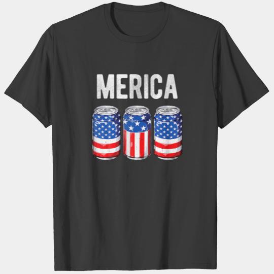 Beer American Flag 4Th Of July Men Women Merica US T-shirt