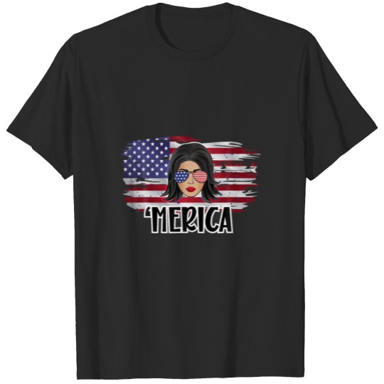 Funny All American Girl Merica USA Patriotic 4Th J T-shirt