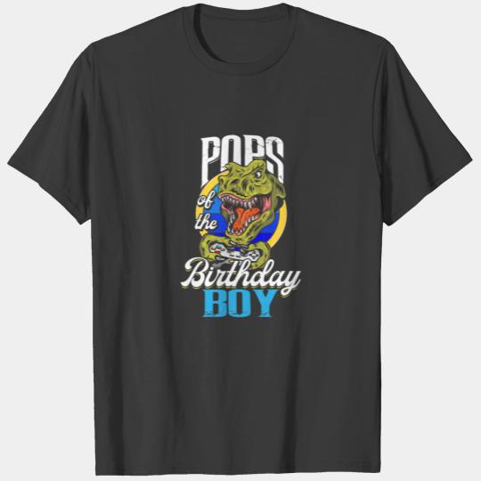 Pops Of The Birthday T Rex Boy Matching Video Game T-shirt