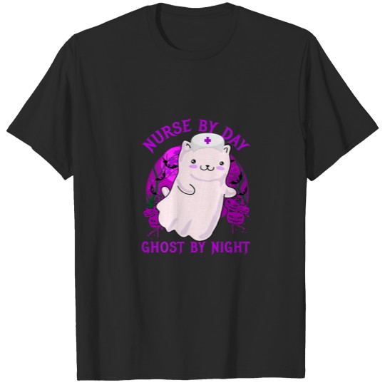 Discover Nurse By Day Ghost By Night Kitty Cat Ghost Nurse T-shirt