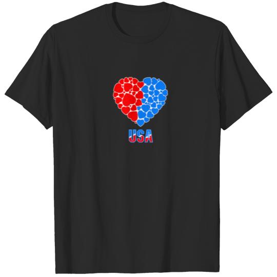 Discover I Love USA Heart Red White And Blue By Sasha T-shirt