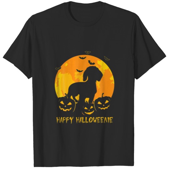 Discover Halloween Dachshund Jack O Lantern Dog Puppy Pumpk T-shirt