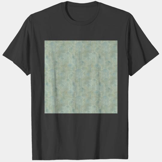 teart art deco fan pattern,teal,art deco,metallic, T-shirt