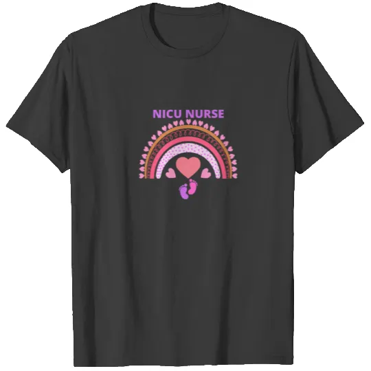 NICU Nurse Rainbow Hearts And Baby Feet T-shirt