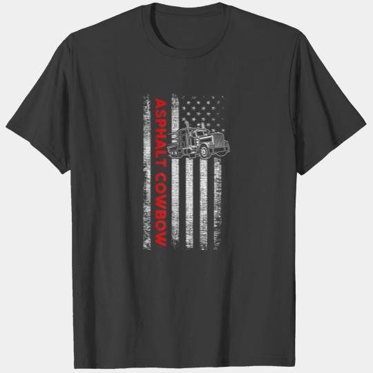 Asphalt Cowboy   Patriotic Trucker   American Flag T-shirt