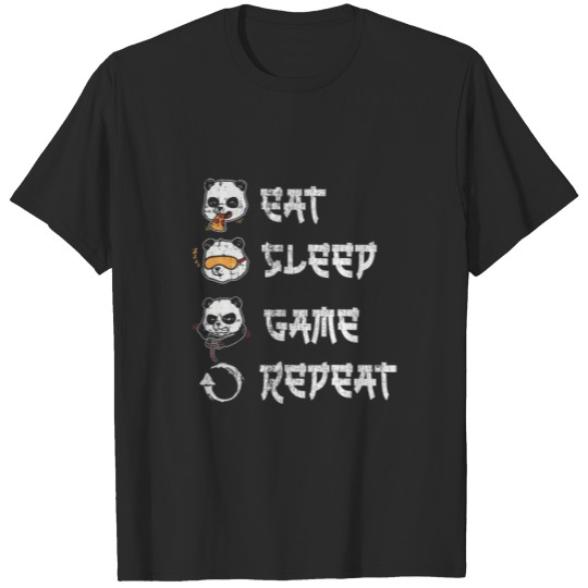 Discover Eat Sleep Game Repeat Funny Panda Gamer Gaming Pan T-shirt