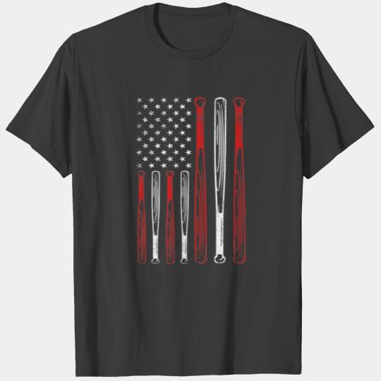 Baseball Bat American Flag Father's Day Gifts T-shirt
