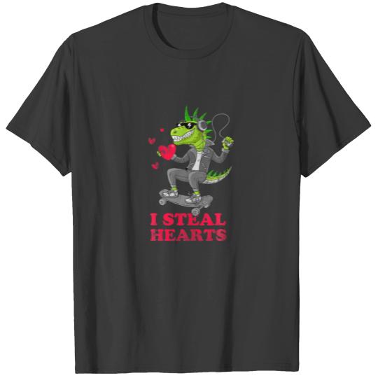 I Steal Hearts Valentines Day Dinosaur Lovesaurus T-shirt