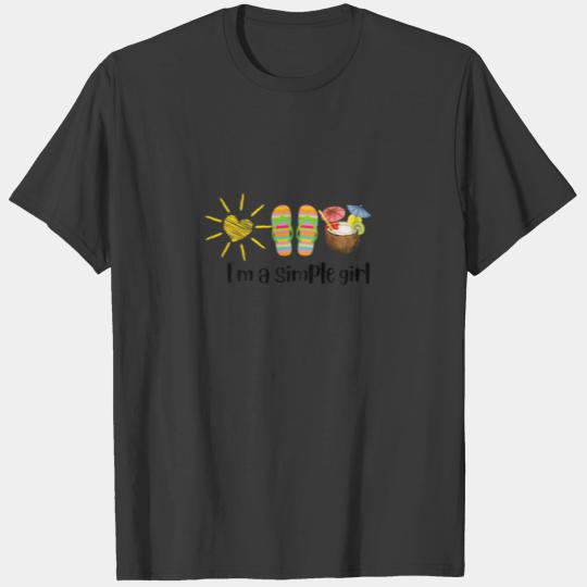 Discover Womens Summer I'm A Simple Girl Sun Beach Sandals T-shirt