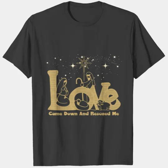 Christian Family Christmas Nativity Scene Gold Polo T-shirt