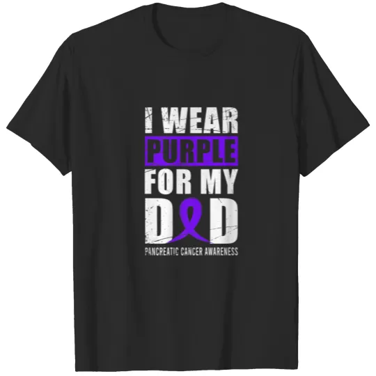 Purple Ribbon Cancer Warrior Dad Pancreatic Cancer T-shirt