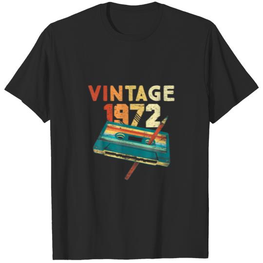 Discover Vintage 1972 Music Cassette 50Th Birthday Gifts 50 T-shirt