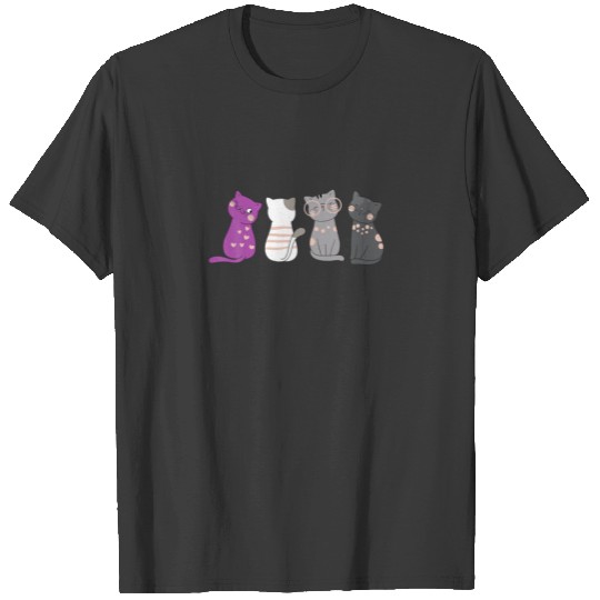 Asexuality Ace Flag Kawaii Cat Lover Gift Equality T-shirt