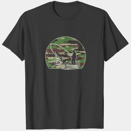 Camoflauge Military Tactical Fisherman Camo Fishin T-shirt