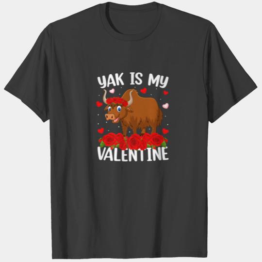 Yak Lover Red Rose Flower Heart Yak Valentine's Da T-shirt