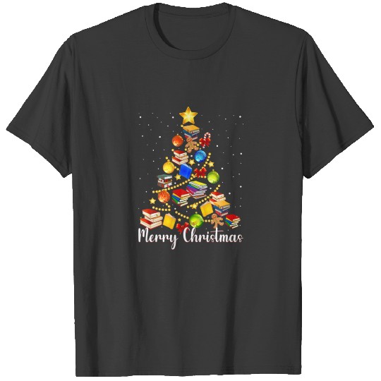 Christmas Tree For Men Women Love Reading Books Li T-shirt