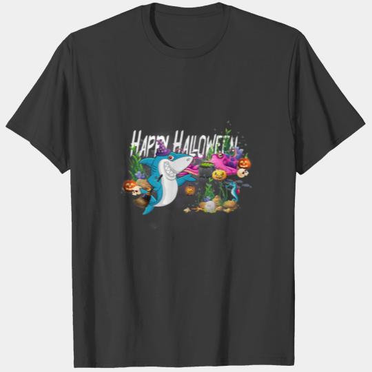 Shark Happy Halloween Party Under The Sea Funny Gi T-shirt