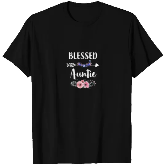 Womens Blessed To Be Called Auntie Flower Decor Gi T-shirt