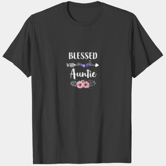 Womens Blessed To Be Called Auntie Flower Decor Gi T-shirt