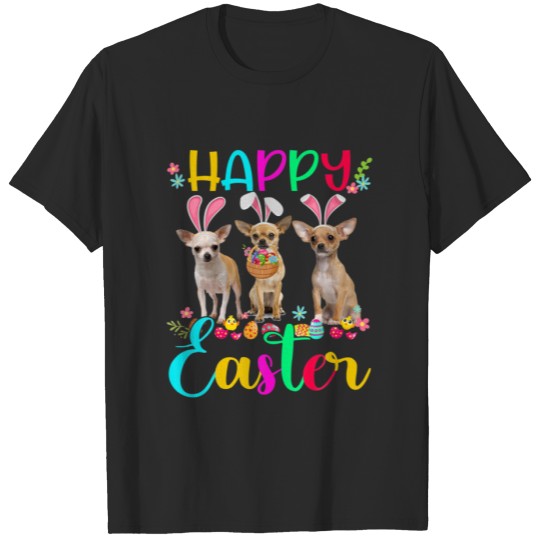 Discover Happy Easter Three Chihuahua Wearing Bunny Ear Gif T-shirt
