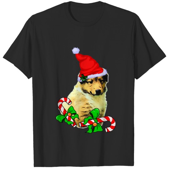 Discover Collie Puppy Christmas Merry T-shirt