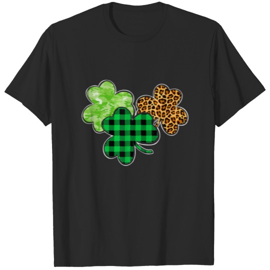 Discover Leopard Plaid Clover Shamrock Lucky St Patrick's D T-shirt