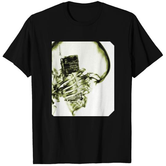 Yellow Xray Vision Skeleton Skull on Phone T-shirt