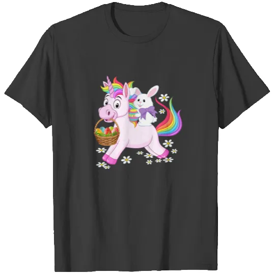 Easter Day Bunny Riding Unicorn Girls Toddler East T-shirt