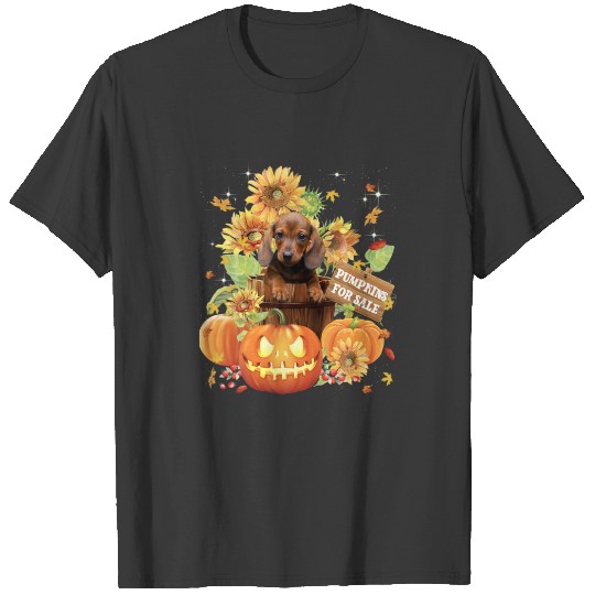 Halloween Pumpkin For Sale Funny Dachshund Wiener T-shirt