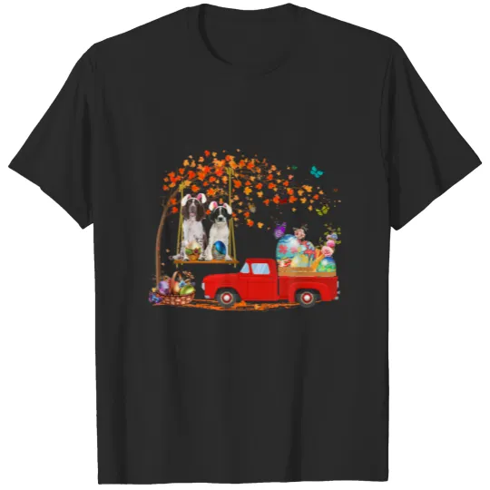 Discover English Springer Spaniel Bunny Ear Red Truck With T-shirt