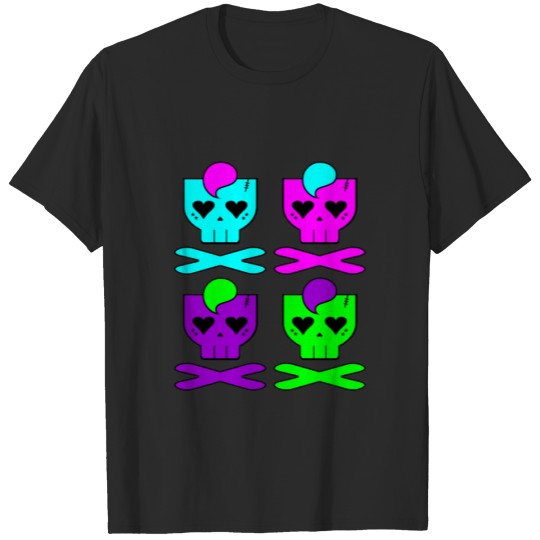 Discover KAWAII DEATHROCK SKULLS MULTICOLOUR T-shirt
