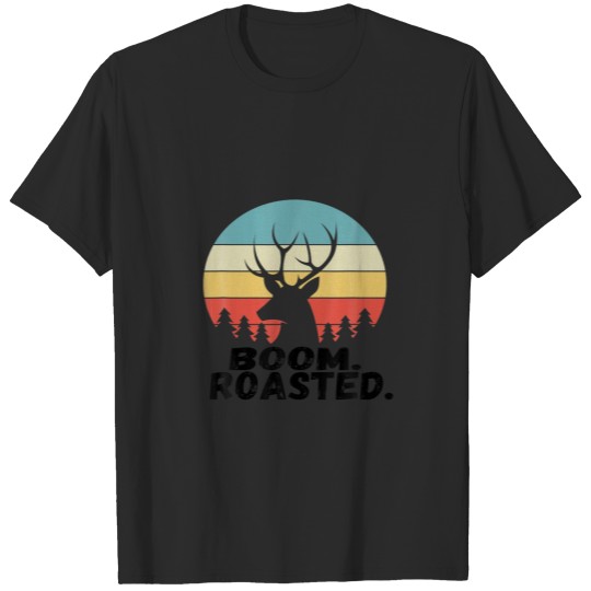 Discover Boom Roasted Vintage Deer Funny Sarcastic Holiday T-shirt
