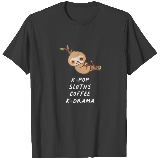 K-Pop Sloths Coffee K-Drama Kawaii Lover Aesthetic T-shirt