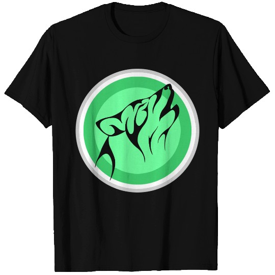 MODERN TRIBAL WOLF DESIGN WITH GREEN CIRCLE T-shirt