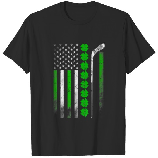 Discover Hockey Shamrock Irish American Flag St. Patricks D T-shirt