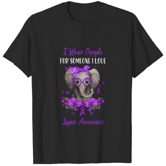 Discover I Wear Purple For Lupus Awareness Ribbon Elephant T-shirt