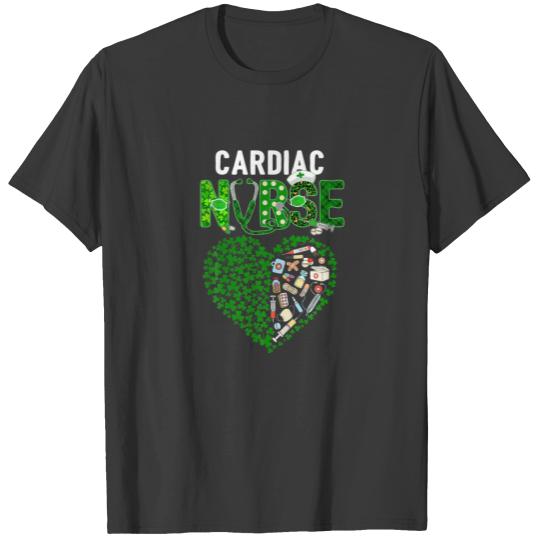Funny Shamrock Stethoscope Cardiac Nurse St Patric T-shirt