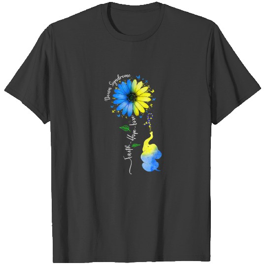 Faith Hope Love Down Syndrome Awareness Ribbon Yel T-shirt