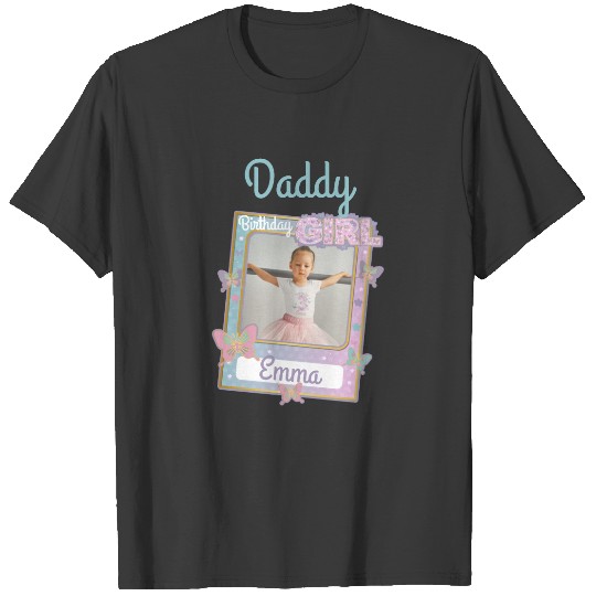 Butterfly Birthday Girl Dad Photo Frame T-shirt