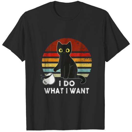 Black Cat I Do What I Want Ew People Vintage Cat L T-shirt