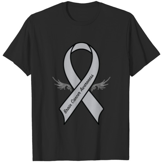 Brain Cancer Awareness Ribbon with Wings T-shirt
