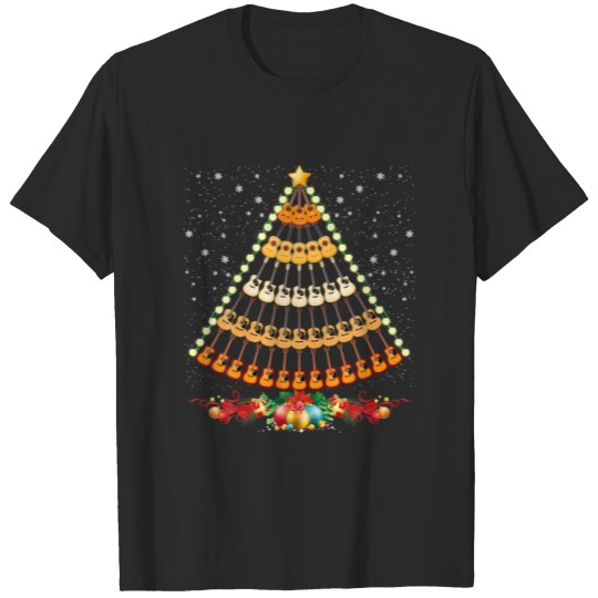 Acoustic Guitar Christmas Tree Musician Ornaments T-shirt