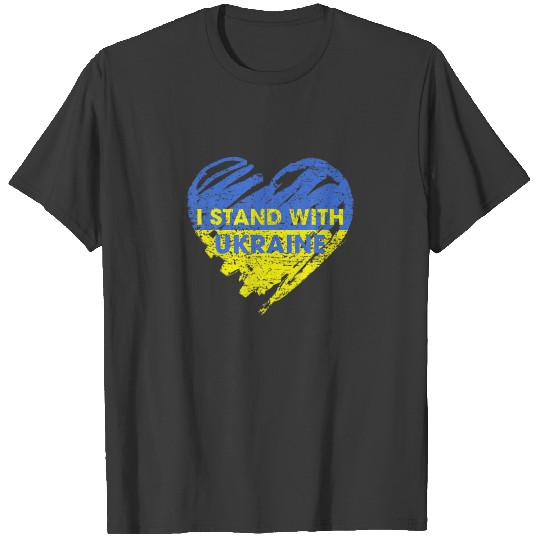 I Stand With Ukraine Flag Heart Love Support Ukrai T-shirt